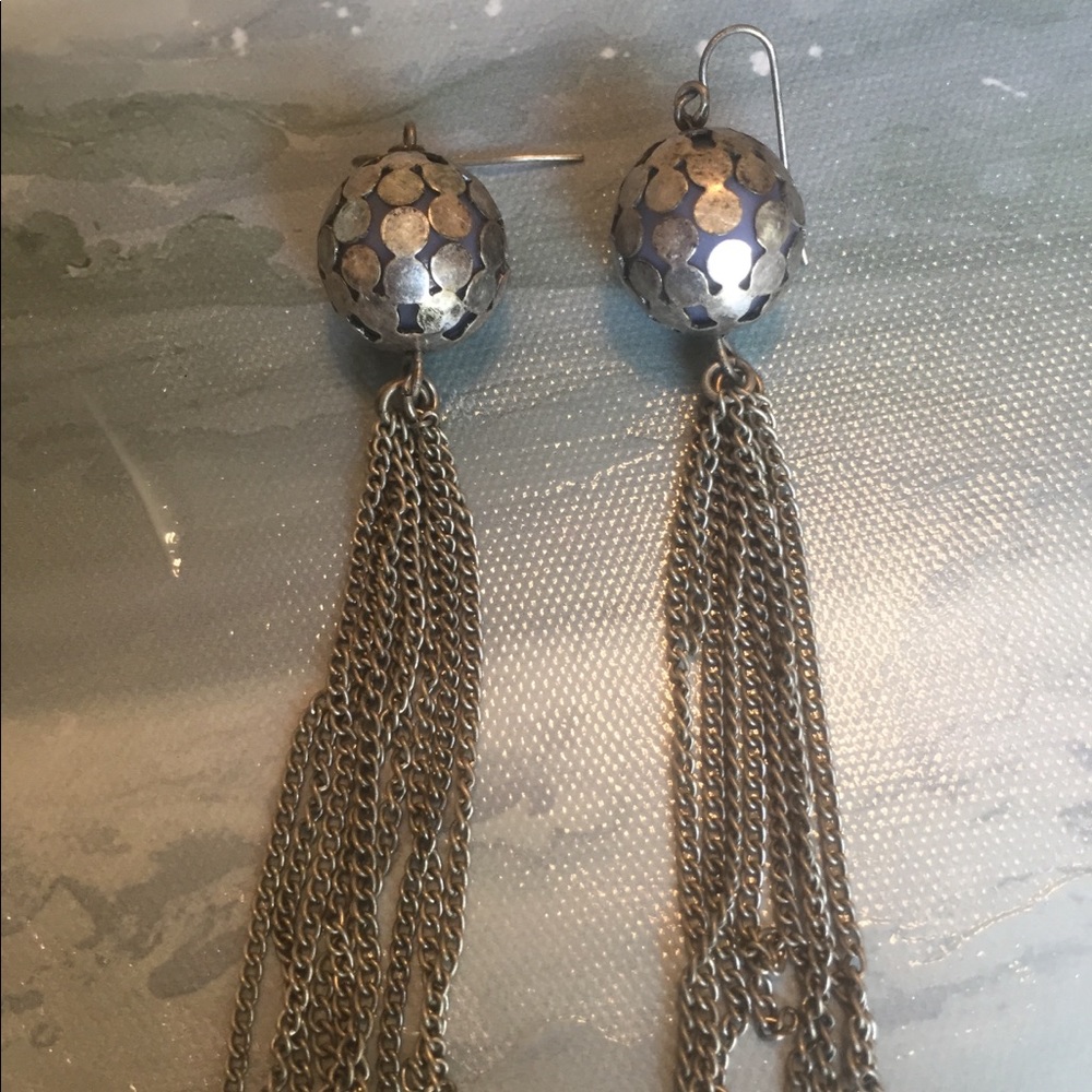 Vintage Spherical Silver Toned - Dangle Earrings